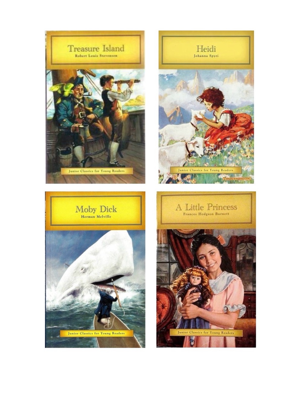 Y2K 4 Paperback Classic Books Treasure Island Heidi Moby Dick Little Princess